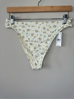 Pacsun NWT High Rise Rose Floral Ribbed Bikini Bottom Size Large